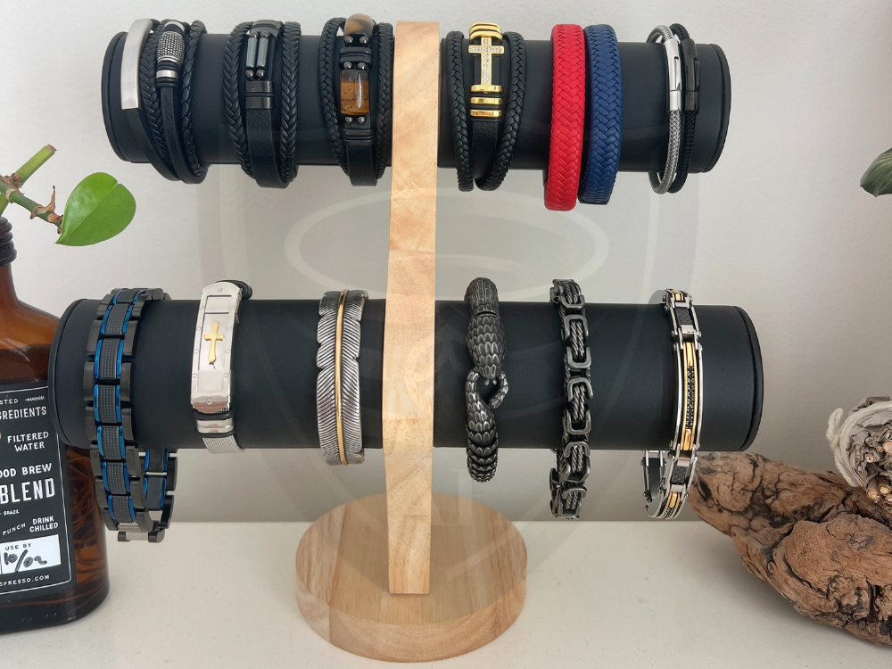 2-TIER BAMBOO DISPLAY STAND