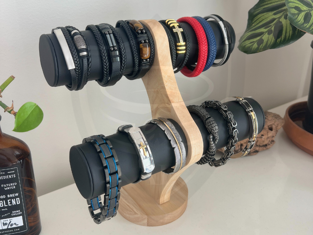 2-TIER BAMBOO DISPLAY STAND