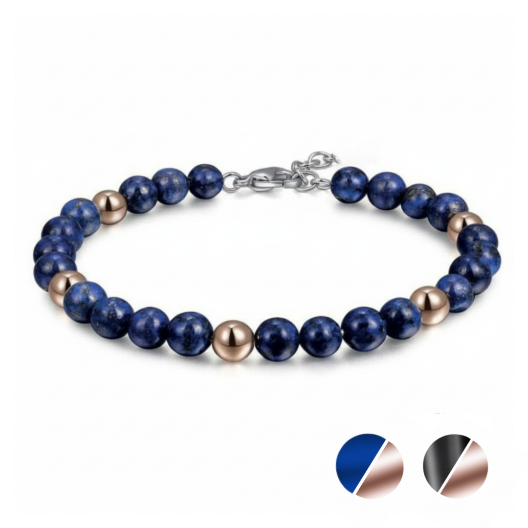 Auric Lineage bracelet main product image showing the Cosmic blue variant with preview icons for both Cosmic and Shadow editions.