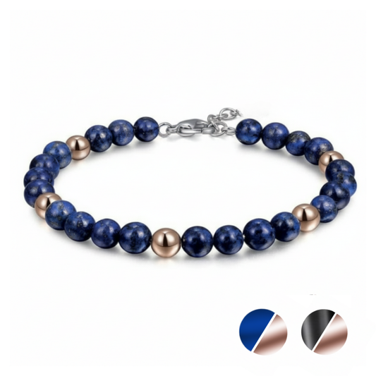 Auric Lineage bracelet main product image showing the Cosmic blue variant with preview icons for both Cosmic and Shadow editions.